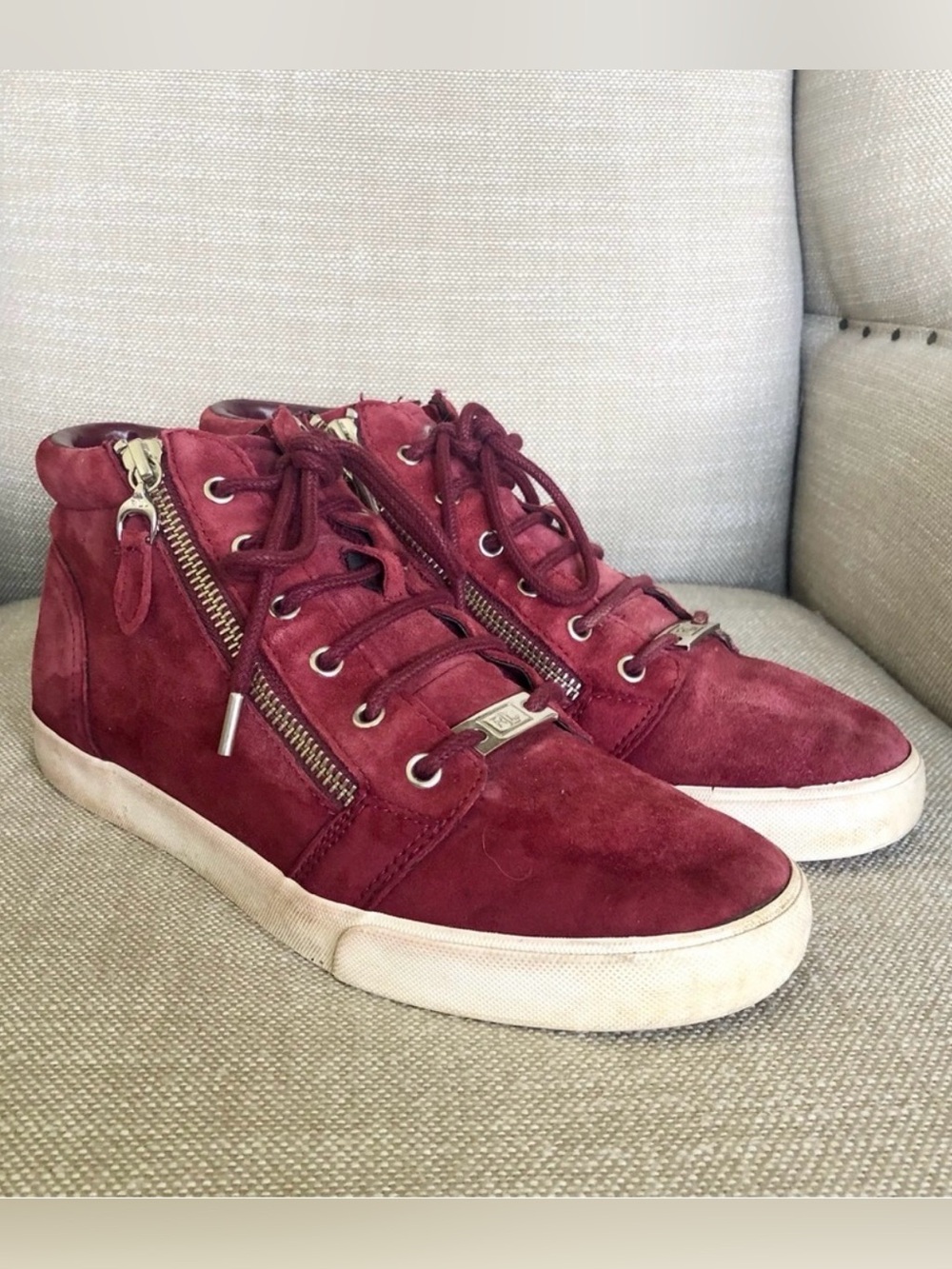 Lauren Ralph Lauren Burgundy Suede High-Top Sneakers